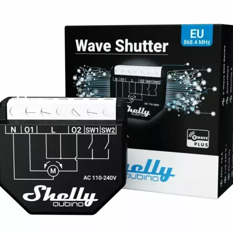 Viedais relejs Shelly Wave Shutter Melns 10 A 110–230 V, maks. attālums 40 m, 25 dBmW