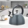 Elektriskā tējkanna Maestro MR-1302-pelēka 2.5 L nerūsējošais tērauds, pelēks korpuss, svilpe, pieskarei drošs rokturis