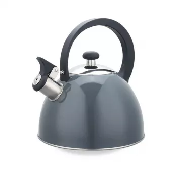 Elektriskā tējkanna Maestro MR-1302-pelēka 2.5 L nerūsējošais tērauds, pelēks korpuss, svilpe, pieskarei drošs rokturis