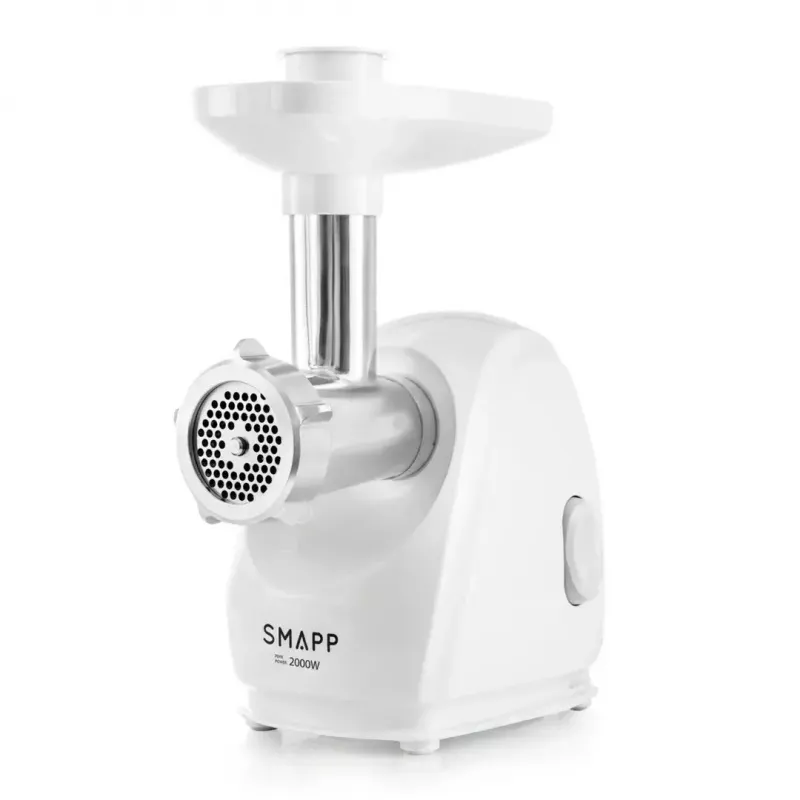 Elektriskā gaļas mašīna SMAPP 489.81, 2000 W, 3 sieti (2,7–8 mm), balta