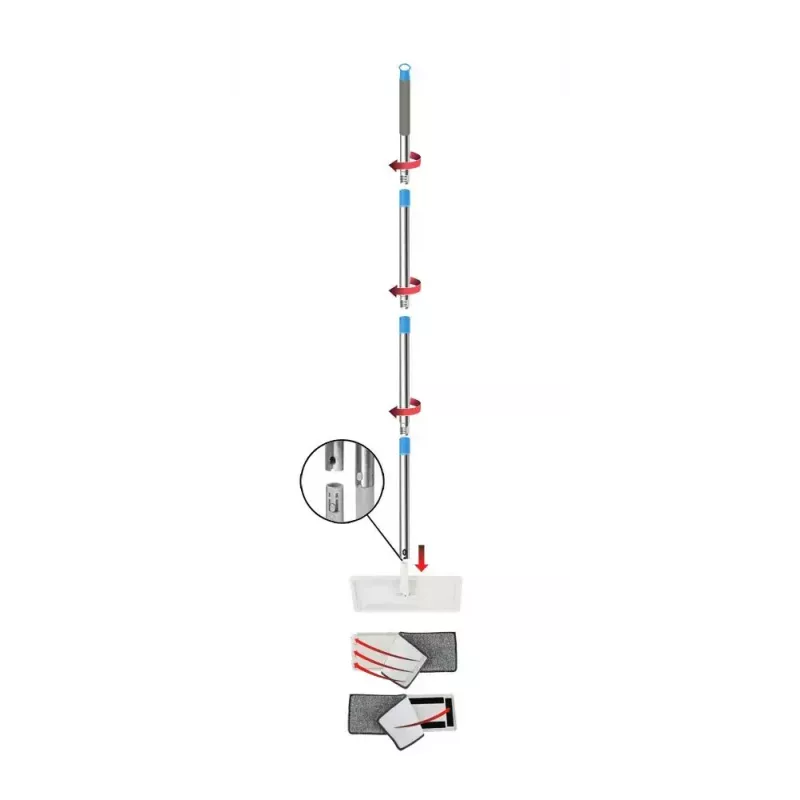 Mopas komplekts mitrām grīdām ESPERANZA EHS004 ar spaini, maināmu mikrošķiedras uzkabi, grozāmu galvu, 1250 mm augstumu, 1,1 kg