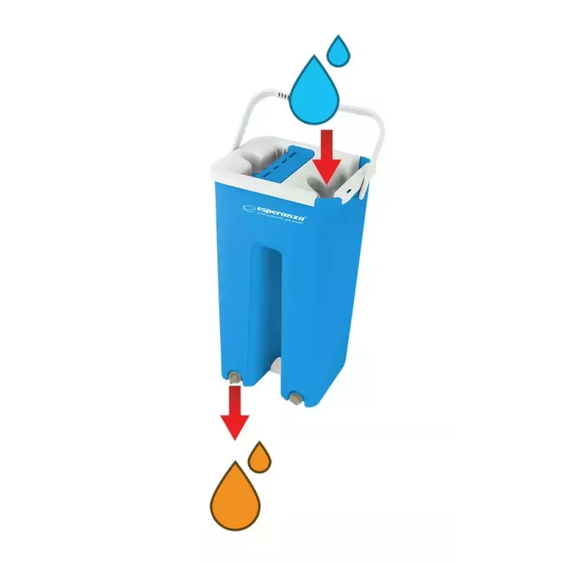 Mopas komplekts mitrām grīdām ESPERANZA EHS004 ar spaini, maināmu mikrošķiedras uzkabi, grozāmu galvu, 1250 mm augstumu, 1,1 kg