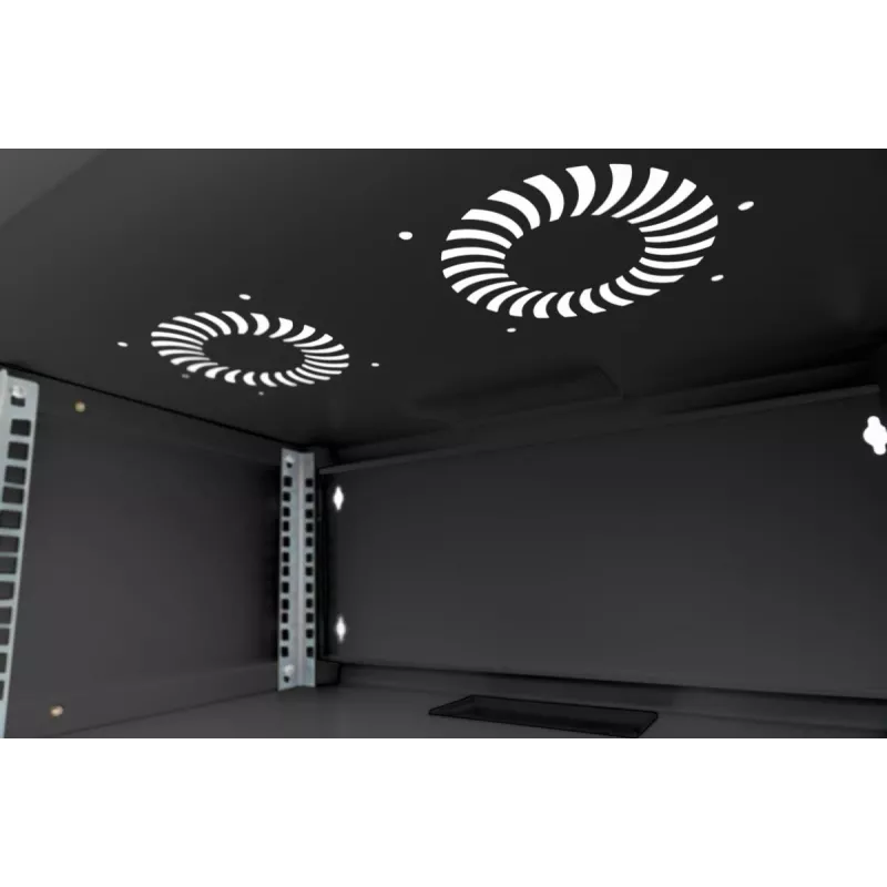 DIGITUS 4U sienas montāžas skapis SOHO nesamontēts 241x540x400mm pilnas stikla priekšējās durvis melns
