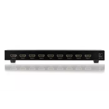 DIGITUS HDMI sadalītājs, 8 portu 1080p, 3D, HDMI High Speed, 2,25 GHz/225 MHz, metāla korpuss, melns