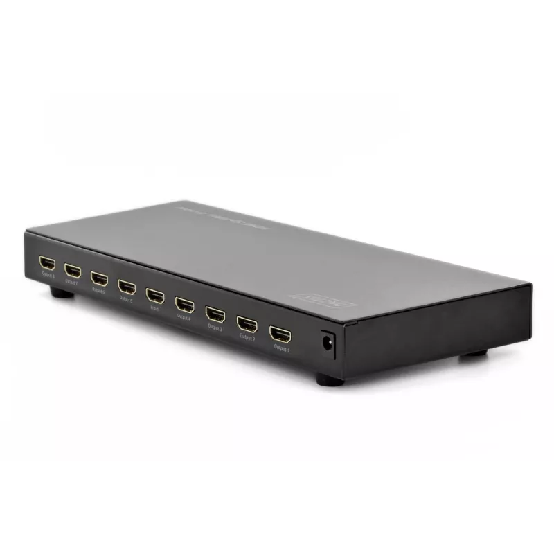 DIGITUS HDMI sadalītājs, 8 portu 1080p, 3D, HDMI High Speed, 2,25 GHz/225 MHz, metāla korpuss, melns