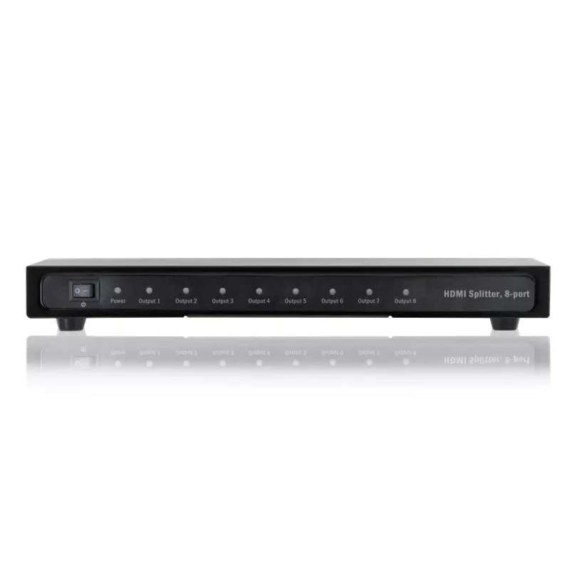 DIGITUS HDMI sadalītājs, 8 portu 1080p, 3D, HDMI High Speed, 2,25 GHz/225 MHz, metāla korpuss, melns
