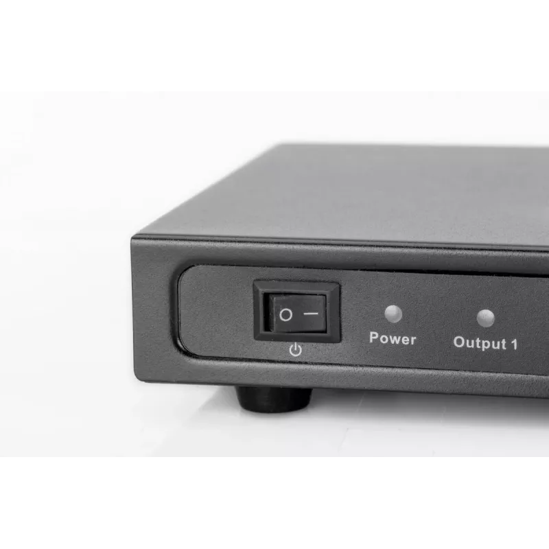 DIGITUS HDMI sadalītājs, 8 portu 1080p, 3D, HDMI High Speed, 2,25 GHz/225 MHz, metāla korpuss, melns