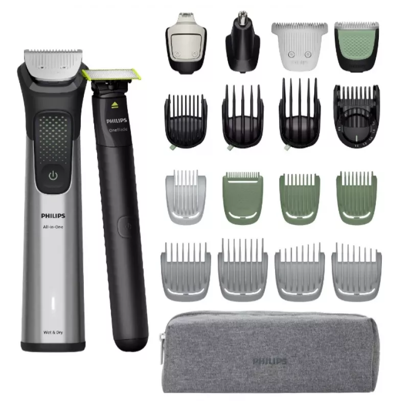 Philips All-in-One Trimmer 9000 Series MG9557/15 20-in-1 trimmeris, sudraba krāsā, 120 min akumulatora darbības laiks