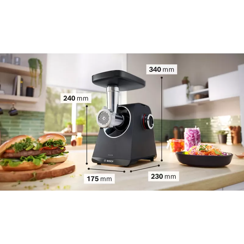 Gaļas maļamā mašīna Bosch Serie 4 MFWS450B 500 W, 2.5 kg/min, 2 ātrumi, melna