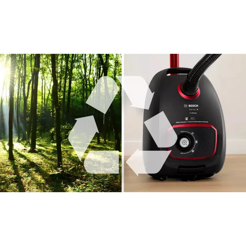 Velkamais putekļsūcējs Bosch Serie 4 BGB41POW1 — 850 W, 4 L putekļu maiss, HEPA13, teleskopiska metāla caurule
