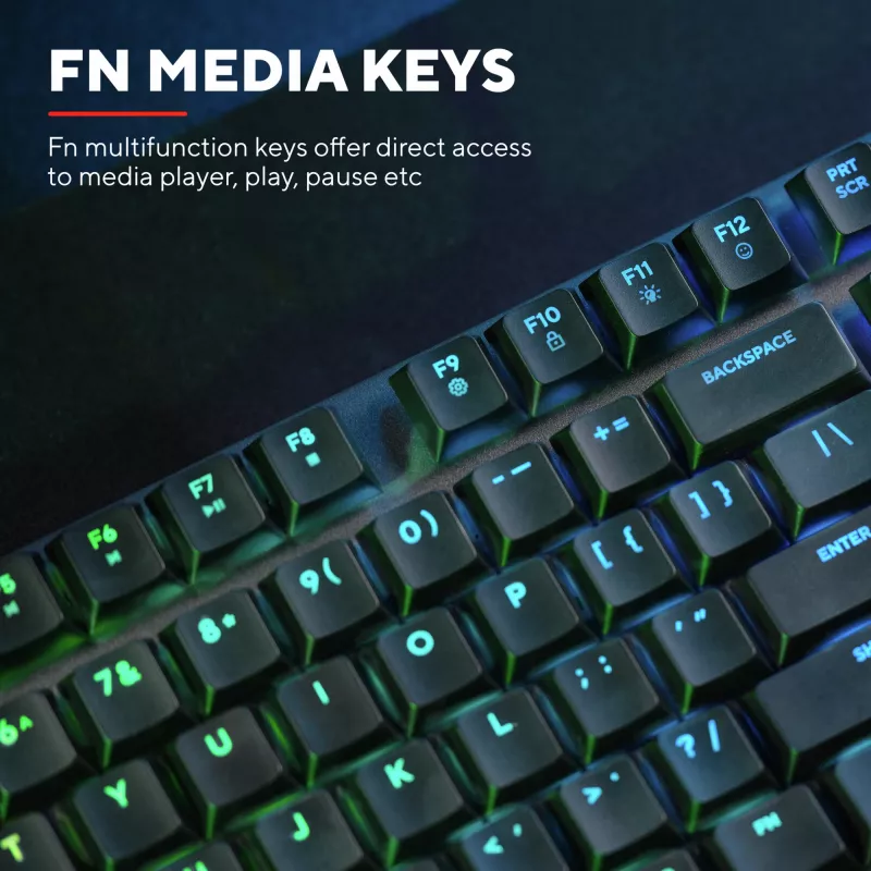 Trust GXT 868 Torix tastatūra Spēļu USB + RF bezvadu + Bluetooth QWERTY ASV angļu Melns