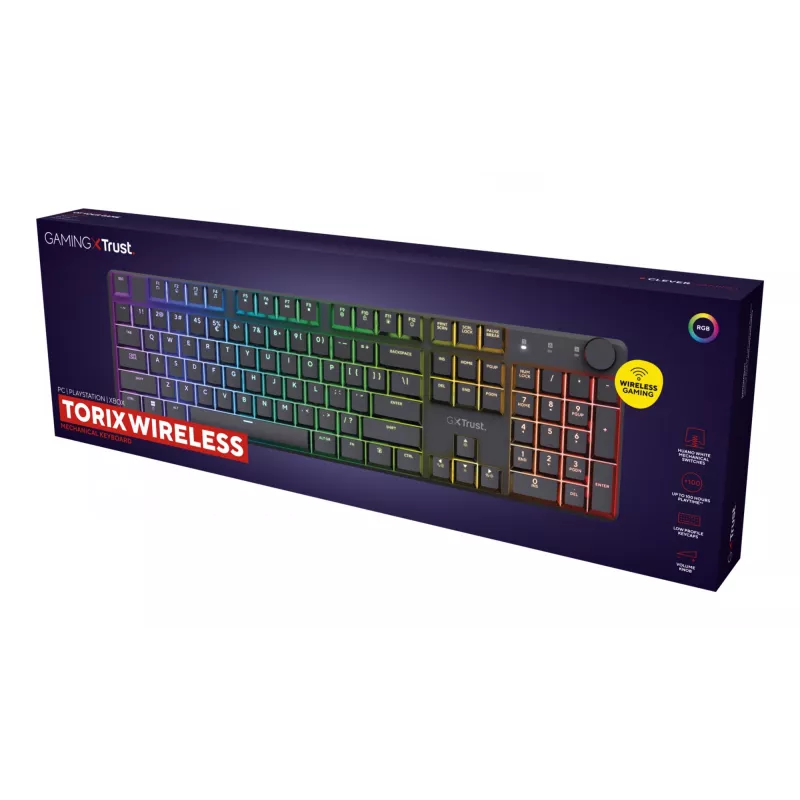 Trust GXT 868 Torix tastatūra Spēļu USB + RF bezvadu + Bluetooth QWERTY ASV angļu Melns