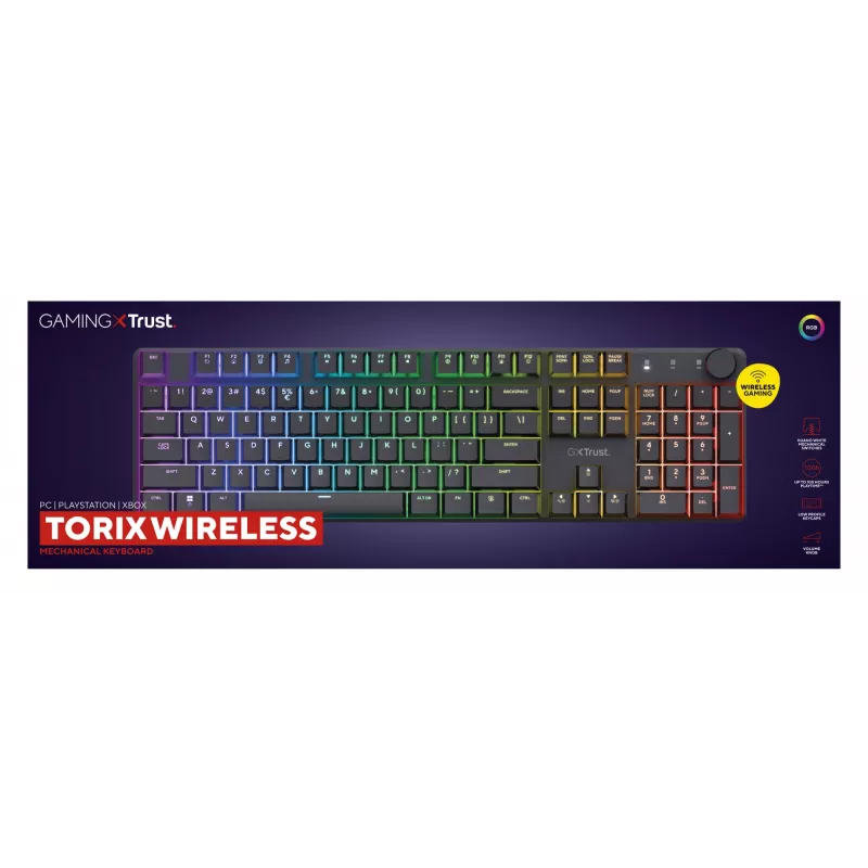 Trust GXT 868 Torix tastatūra Spēļu USB + RF bezvadu + Bluetooth QWERTY ASV angļu Melns