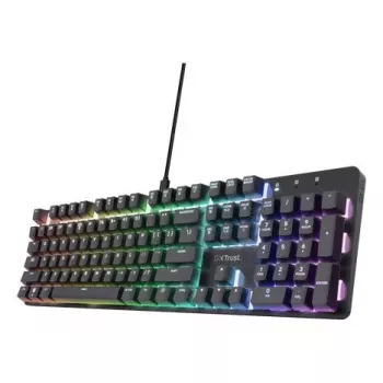 Trust GXT 871 Zora mehāniskā spēļu tastatūra, vadu USB, RGB, Huano lineārie slēdži, QWERTY US, melna