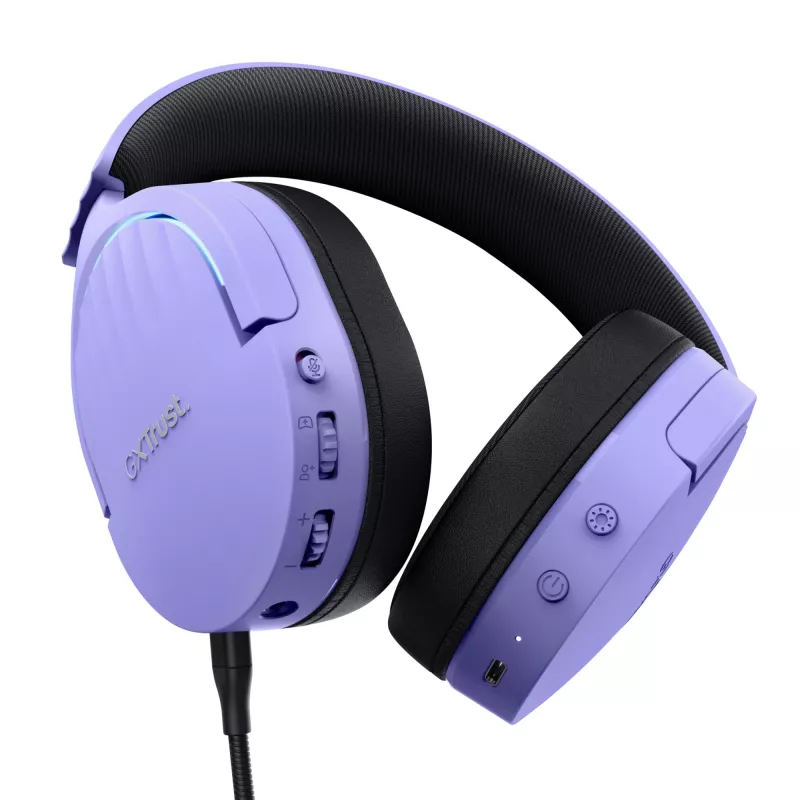 Trust GXT 491P FAYZO austiņas Vadu un bezvadu galvas saite Gaming USB Type-A Bluetooth Melns, violets
