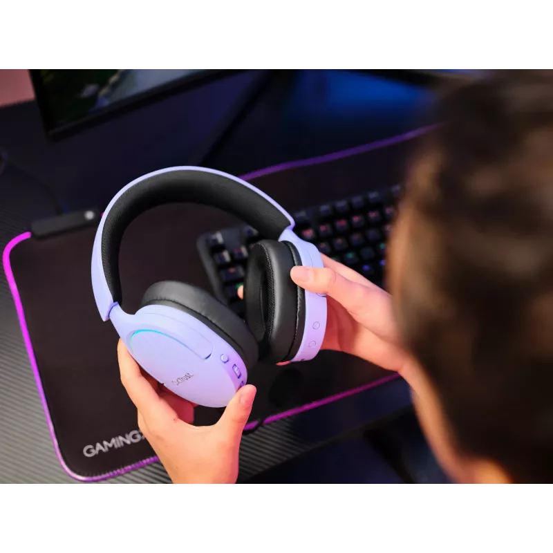 Trust GXT 491P FAYZO austiņas Vadu un bezvadu galvas saite Gaming USB Type-A Bluetooth Melns, violets