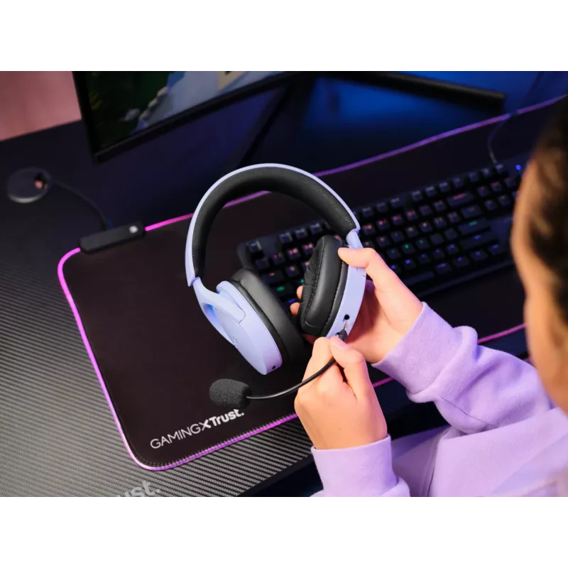 Trust GXT 491P FAYZO austiņas Vadu un bezvadu galvas saite Gaming USB Type-A Bluetooth Melns, violets