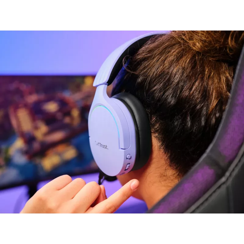 Trust GXT 491P FAYZO austiņas Vadu un bezvadu galvas saite Gaming USB Type-A Bluetooth Melns, violets