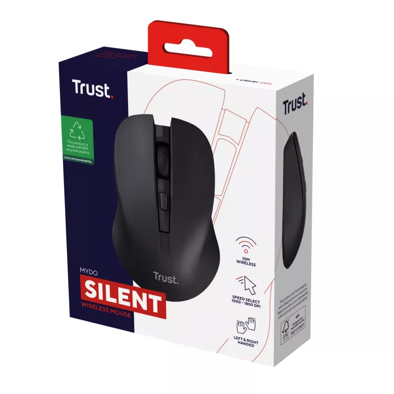 Trust Mydo pele Birojam Piemērota abām rokām RF Bezvadu Optiskā 1800 DPI