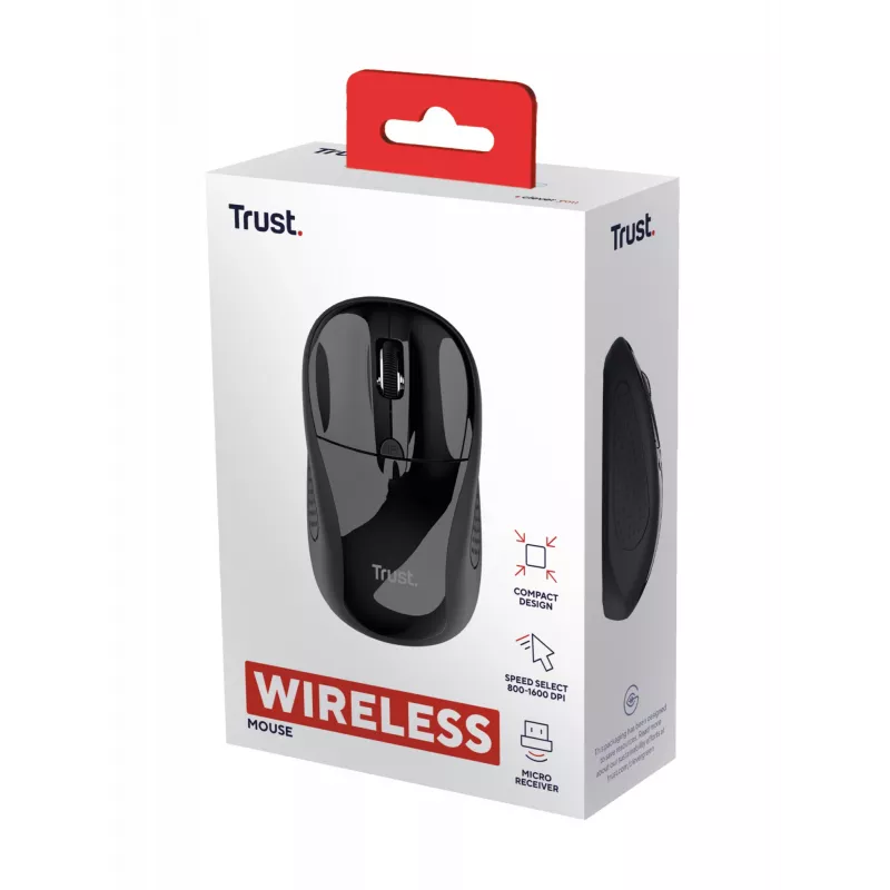 Trust 24658 pele, biroja, piemērota abām rokām, RF Wireless, optiskā, 1600 DPI
