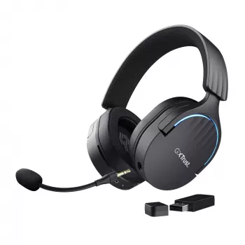 Trust GXT 491 Fayzo austiņas, ar vadu un bezvadu, galvas stīpa, spēlēm, USB Type-C, Bluetooth, melnas