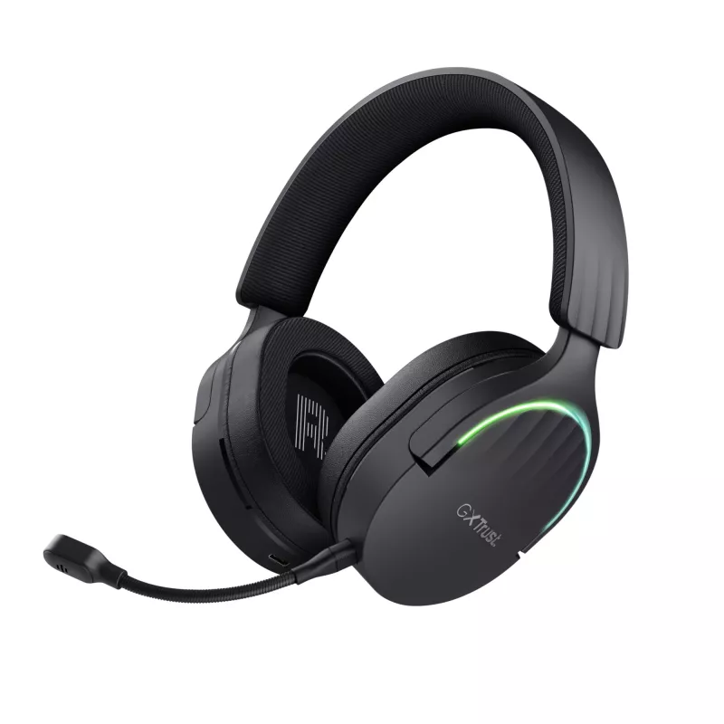 Trust GXT 491 Fayzo austiņas, ar vadu un bezvadu, galvas stīpa, spēlēm, USB Type-C, Bluetooth, melnas