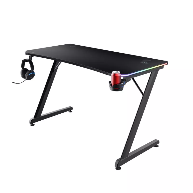 Taisnstūra galds TRUST GXT 709 LUMINUS melns 1200x600x740 mm