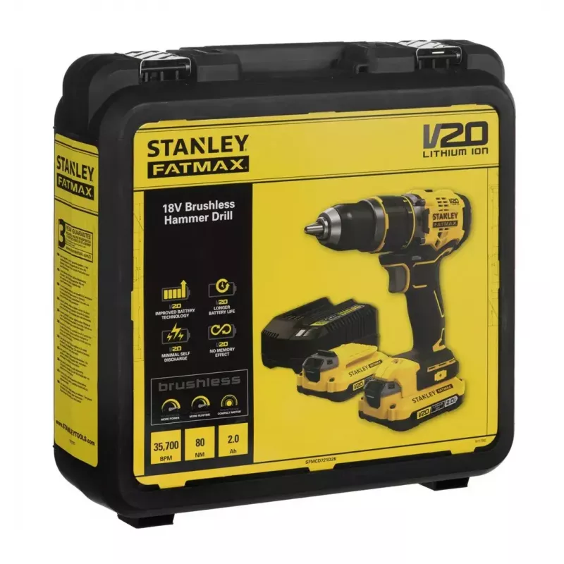 Stanley FATMAX SFMCD721D2K akumulatora urbjmašīna 18 V, 2 akumulatori pa 2,0 Ah, ar koferi