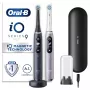 Elektriskā zobu birste Oral-B iO 9 pieaugušajiem, rotējoša, 2 rokturi, 2 birstes galviņas, iebūvēts akumulators, 3 st. uzlāde, melna/rožaina