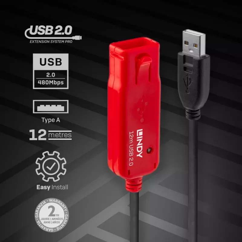 USB pagarinātāja kabelis Lindy 12m Active Extension Pro