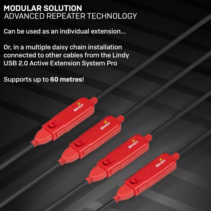 USB pagarinātāja kabelis Lindy 12m Active Extension Pro