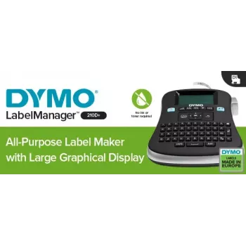 DYMO LabelManager galda etiķešu printeris | 210D+ universāls pārnēsājams etiķešu printeris, viegli lietojams, viena pieskāriena viedtaustiņi, QWERTY tastatūra, liels displejs mājas un biroja organizēšanai (ES kontaktdakša)
