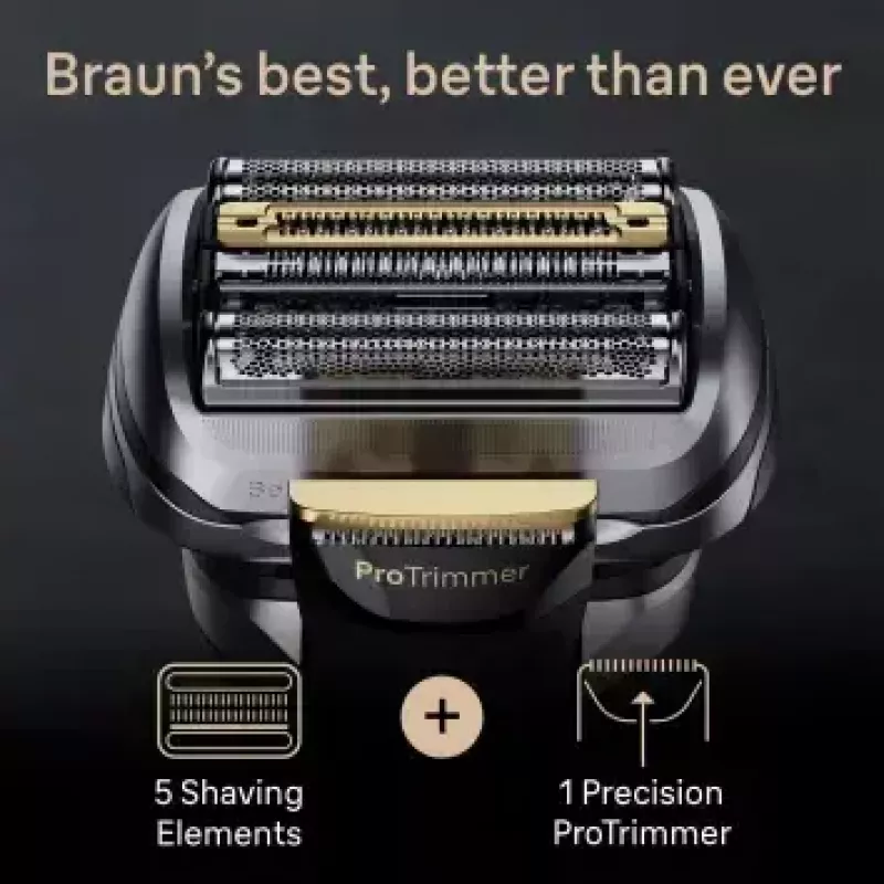 Braun Series 9 Pro+ 9525s mitrā un sausā skuvekļa trimmeris, metālisks