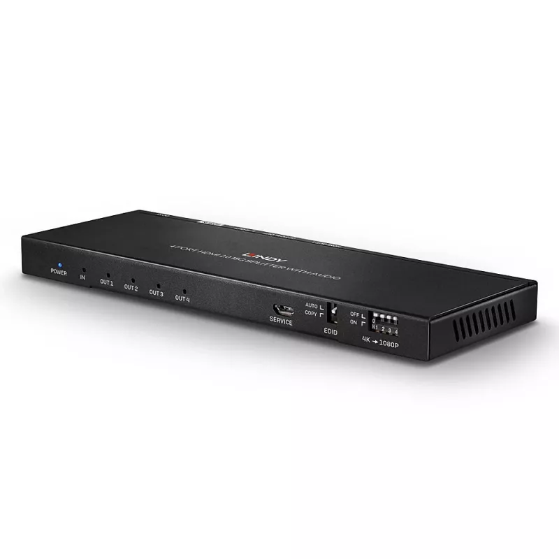 Lindy 4 portu HDMI 18G sadalītājs ar audio un samazināšanas funkciju