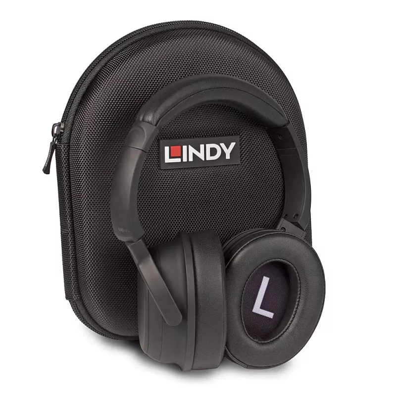 Lindy LH500XW+ austiņas ar vadu un bezvadu savienojumu, galvas lentes tipa, mūzikai, USB Type-C, Bluetooth, melnas