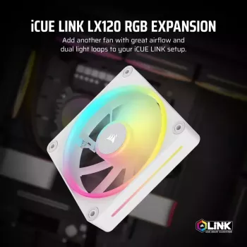 Ventilators Corsair iCUE LINK LX120 RGB 12 cm balts 400-2400 RPM