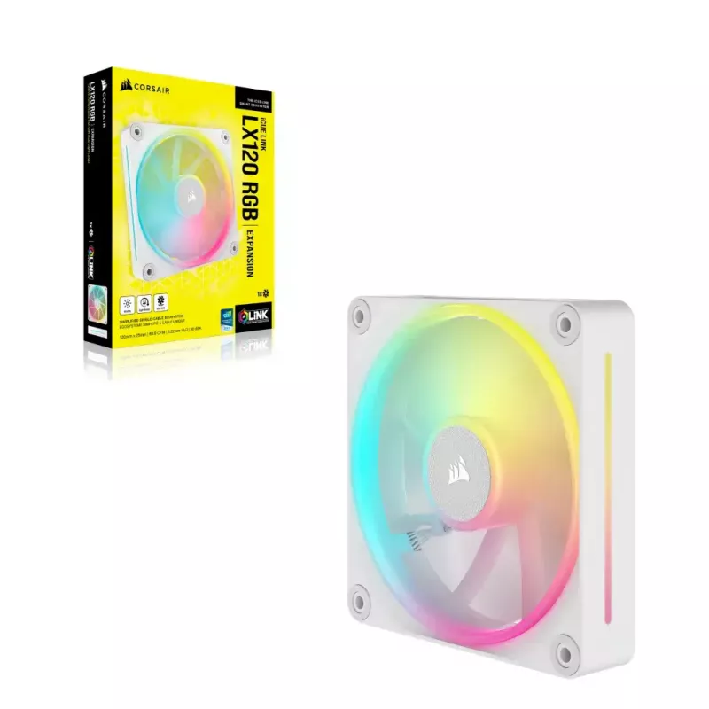 Ventilators Corsair iCUE LINK LX120 RGB 12 cm balts 400-2400 RPM