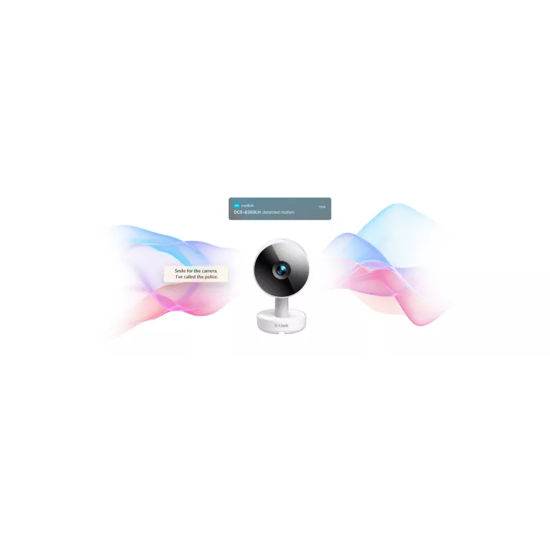 D-Link 2K QHD iekštelpu Wi-Fi kamera DCS-8350LH, IP drošības kamera, iekštelpām, vadu un bezvadu, Amazon Alexa un Google Assistant, galda, balta