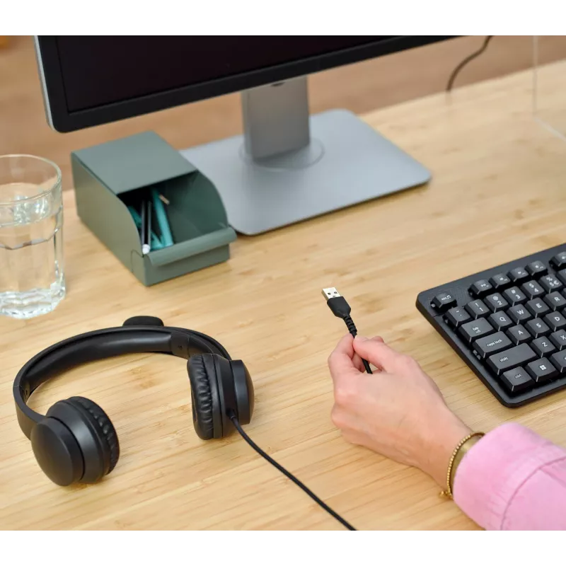 Trust HS-201 Austiņas Vadu Galvas saite Biroja/Zvanu centra USB Type-A Melns