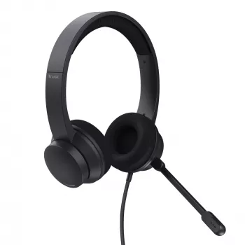 Trust HS-260 austiņas, vadu, kakla siksna, birojam / zvanu centram, USB Type-A, melns