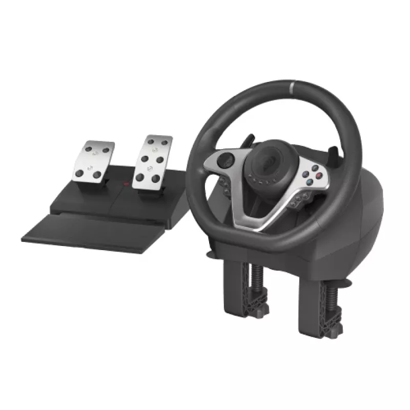 GENESIS Seaborg 400 Melns, Silver USB stūre + pedāļi Nintendo Switch, PC, PlayStation 4, Playstation 3, Xbox 360, Xbox One, Xbox One S, Xbox One X