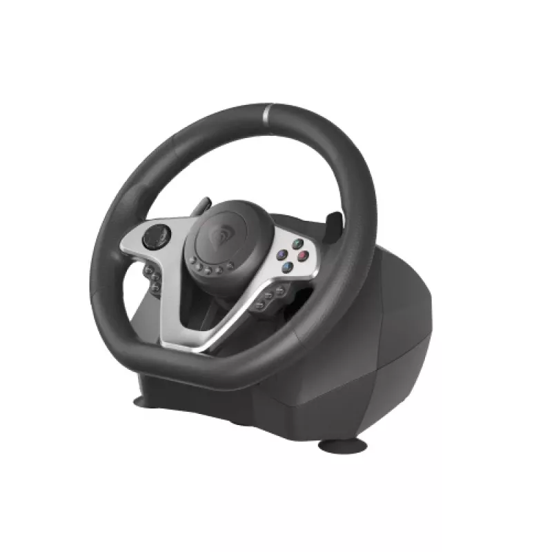 GENESIS Seaborg 400 Melns, Silver USB stūre + pedāļi Nintendo Switch, PC, PlayStation 4, Playstation 3, Xbox 360, Xbox One, Xbox One S, Xbox One X