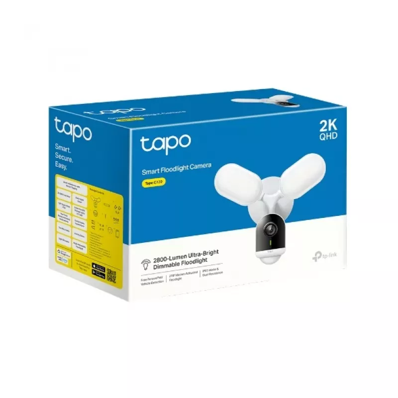 TP-Link Smart Floodlight Camera, IP drošības kamera, āra, vadu un bezvadu, 2800 lm, 5000 K, sienas