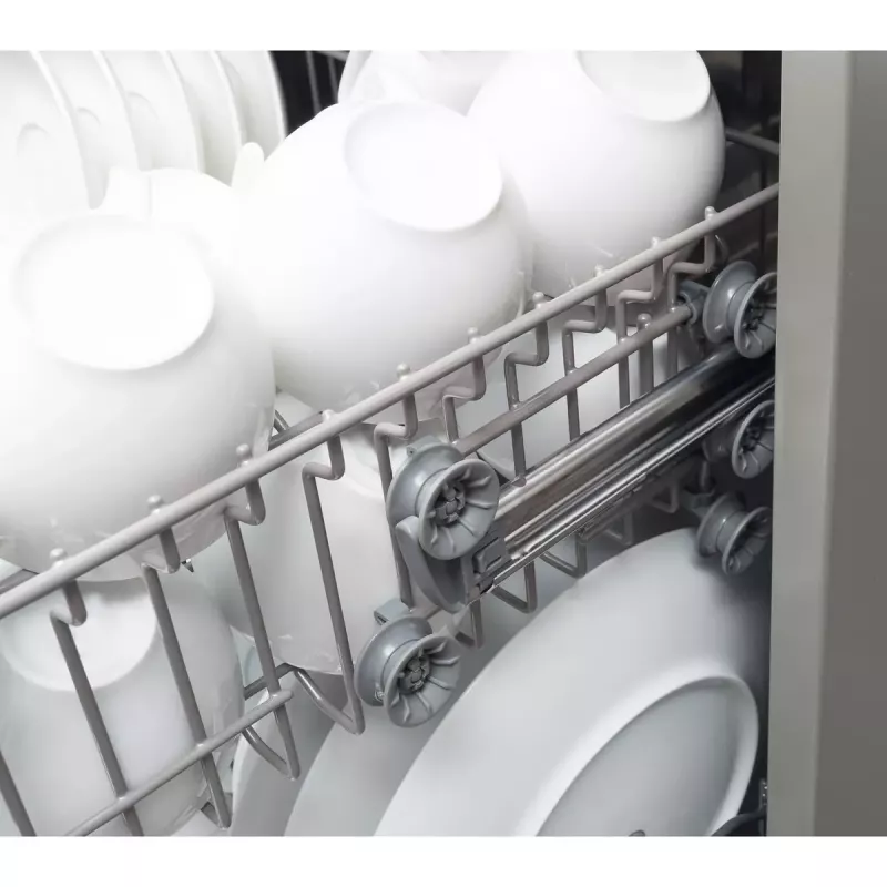 Daļēji iebūvējama trauku mazgājamā mašīna AMICA DIM62E7qH — 14 galda piederumu komplekti, 60 cm, LED skārienvadības displejs, 7 programmas, balta