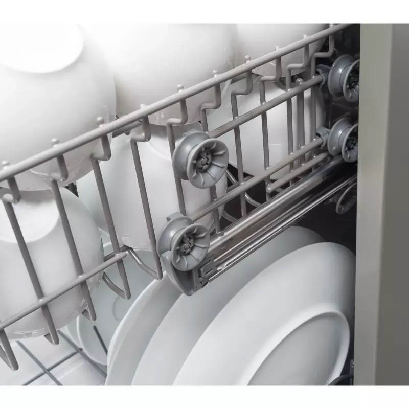Daļēji iebūvējama trauku mazgājamā mašīna AMICA DIM62E7qH — 14 galda piederumu komplekti, 60 cm, LED skārienvadības displejs, 7 programmas, balta