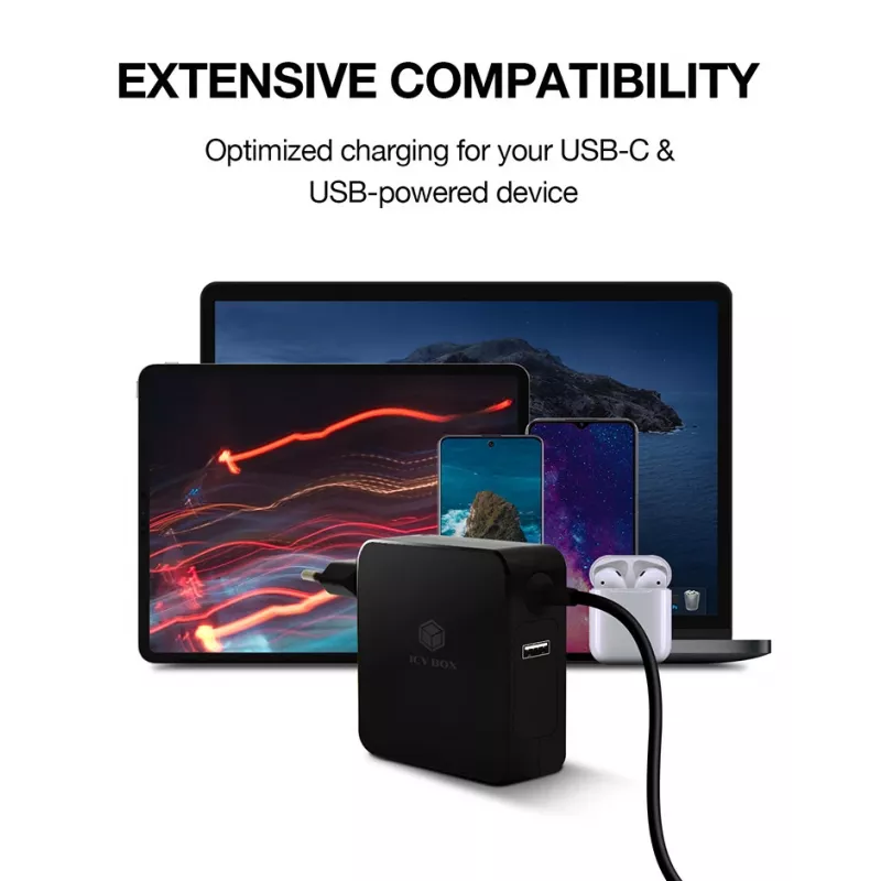 ICY BOX IB-PS101-PD Laptop, Smartphone, Tablet Melns AC Indoor