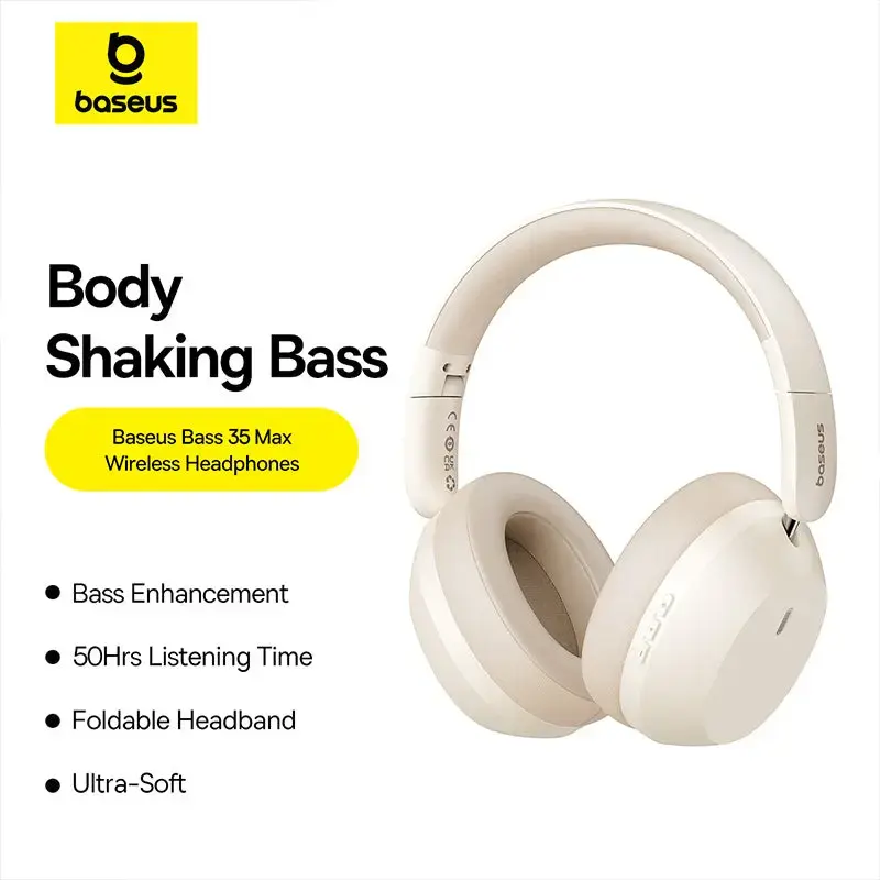 Baseus Bass 35 Max bezvadu austiņas, pelēkas