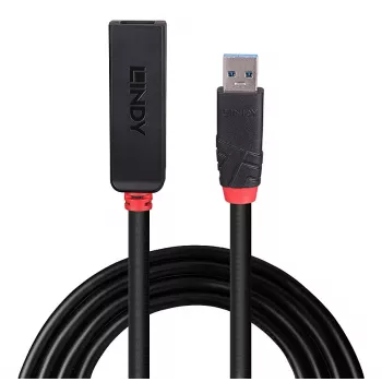 Lindy 5m USB 3.0 Active Extension plāns, USB 3.2 Gen 1 (3.1 Gen 1) Type-C, USB 3.2 Gen 1 (3.1 Gen 1) Type-C, 5000 Mbit/s, Melns, Akrilnitrila butadiēna stirols (ABS), Apaļais kabelis