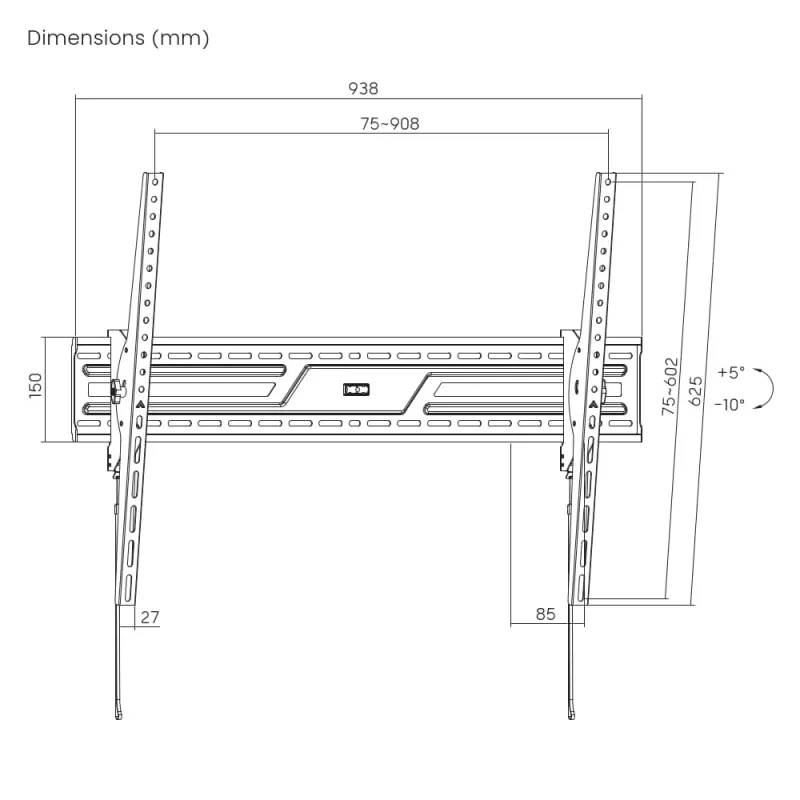 GEMBIRD TV sienas stiprinājums (noliecamais), 43–100 collas