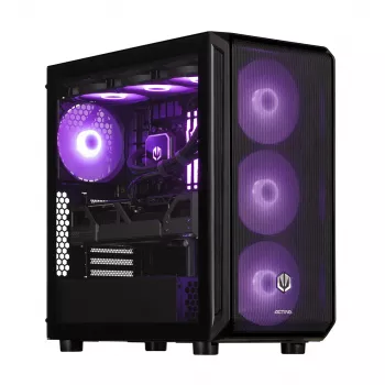 Galddators ActiveJet MIDI Tower AMD Ryzen 7 9700X, 32GB DDR5 6000MHz, 1TB SSD, Radeon RX 9060 XT 16GB, Windows 11 Pro, 850W, Melns